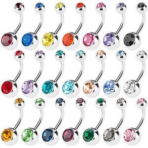 15 PCS Assorted Colors Belly Button Ring Surgical Steel Hypoallergenic Lead
